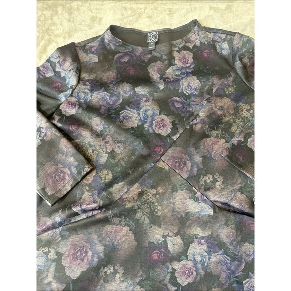 Women’s Clara Sun Woo Floral Dress Dark Purple Black 2 Pockets Plus 1X - Picture 8 of 16